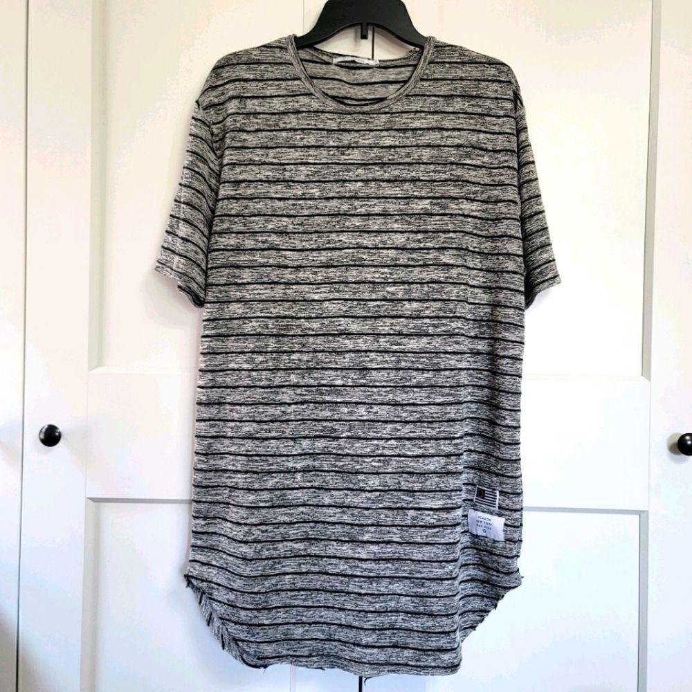 Reason brand striped raw hem and neck top